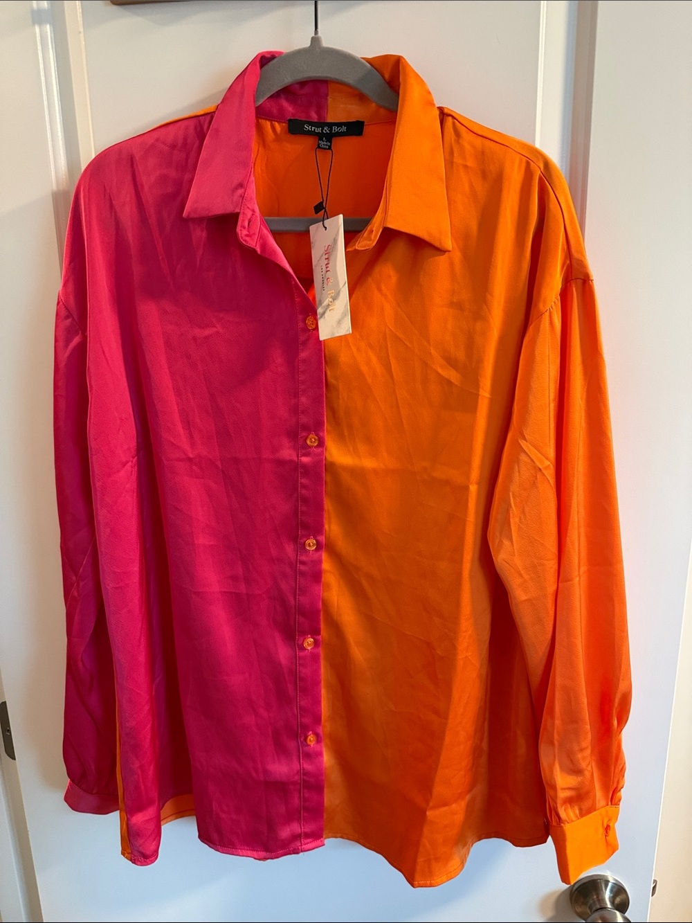 Strut & Bolt Two-Tone Pink and Orange Button-Down Shirt